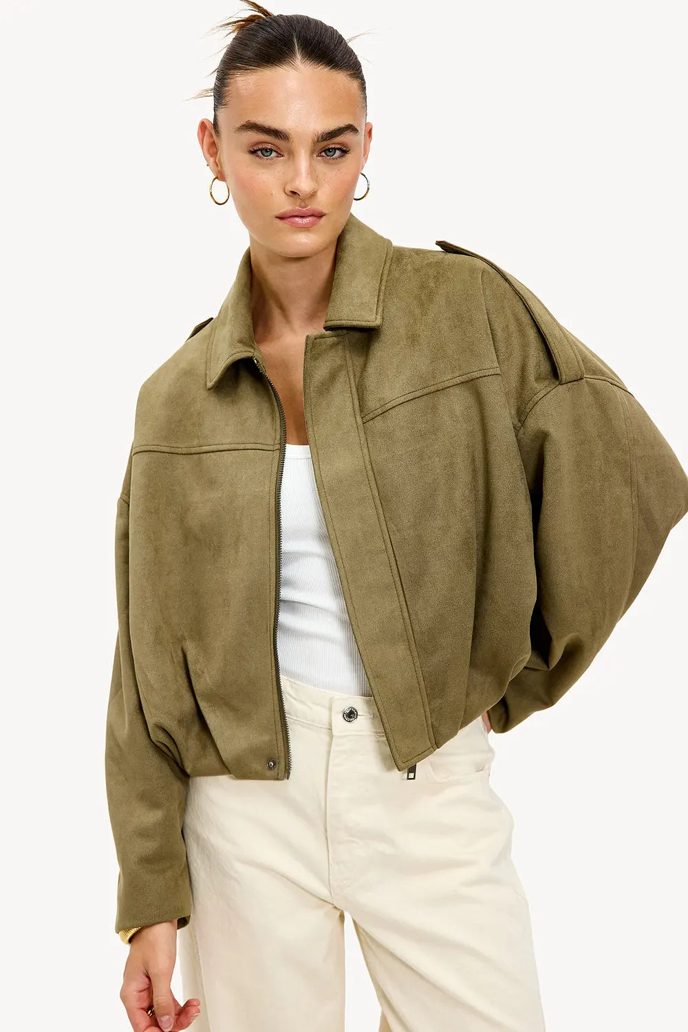 Lara Suede Bomber Jacket