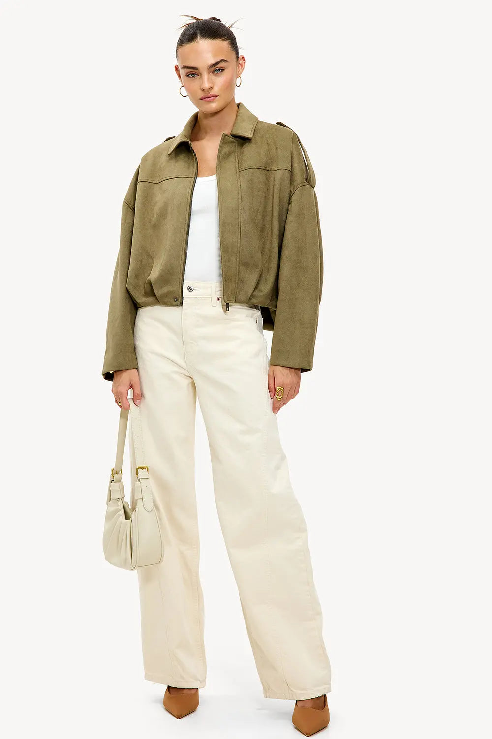 Lara Suede Bomber Jacket