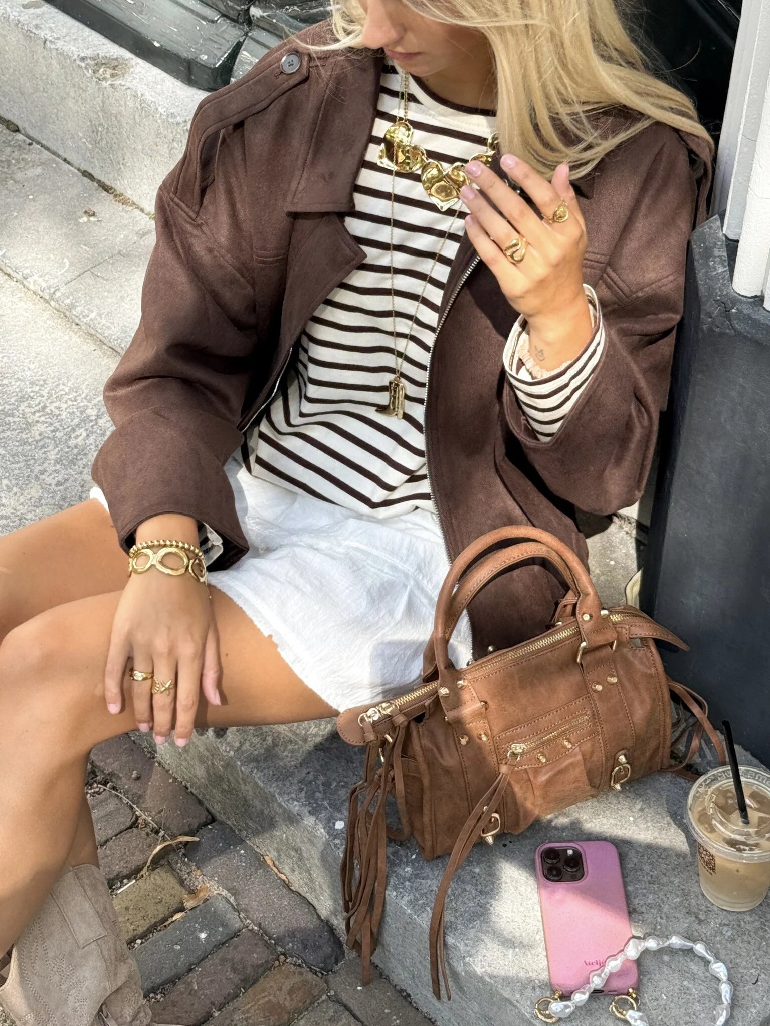 Lara Suede Bomber Jacket