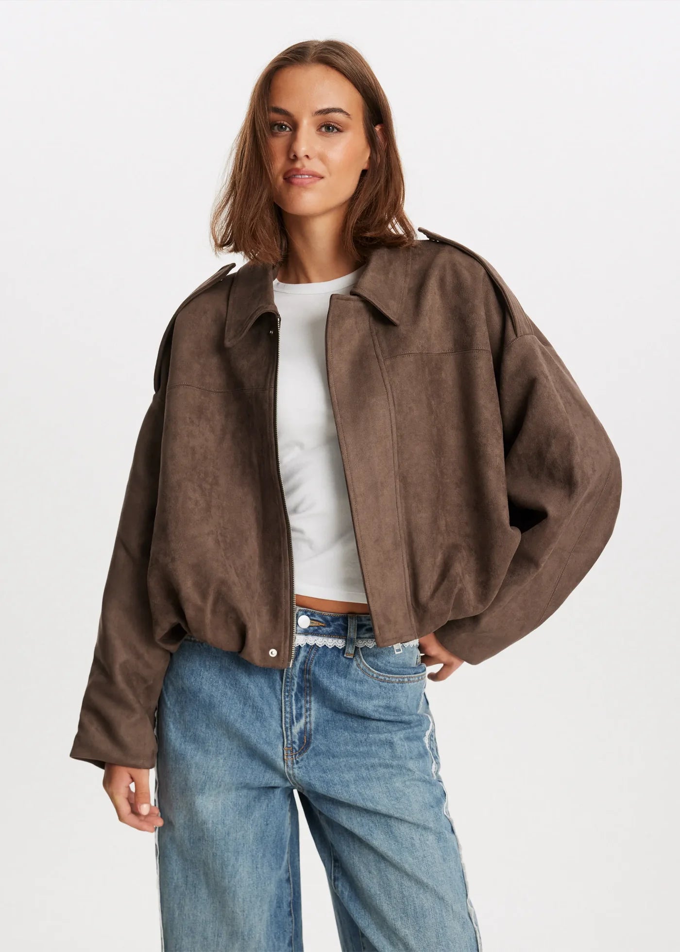 Lara Suede Bomber Jacket