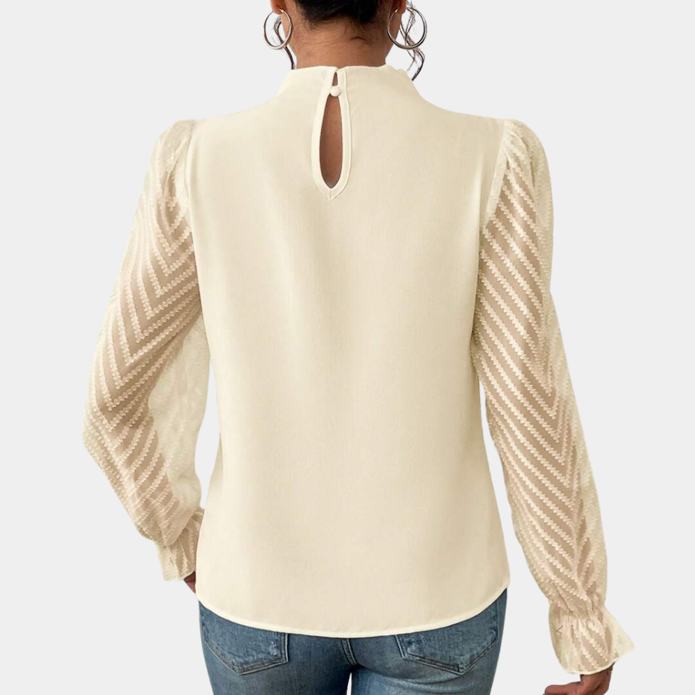Elegante blouse met hoge kraag en lange mouwen
