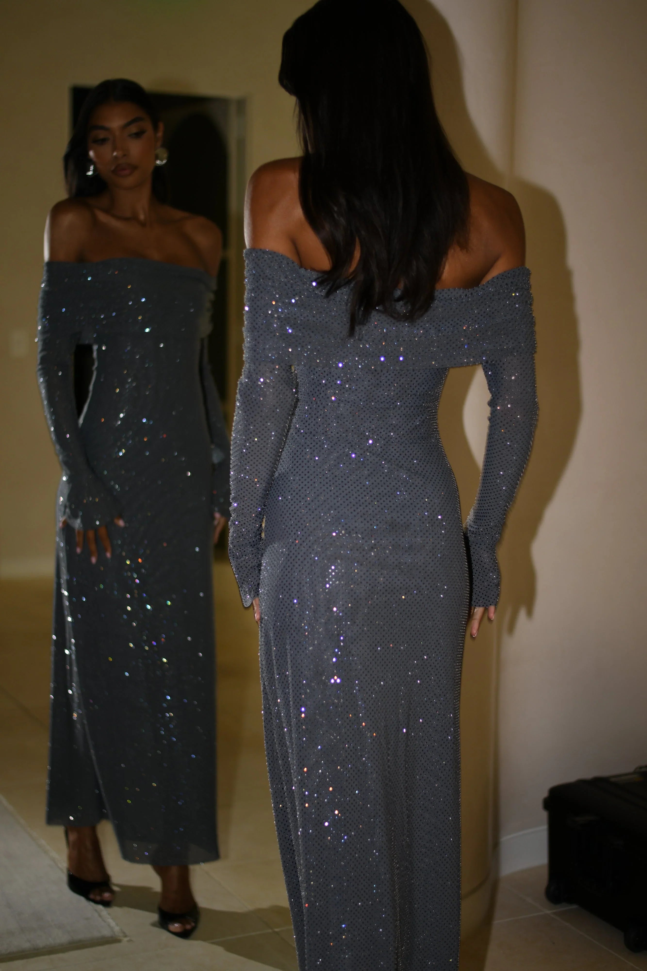 Celestia Rhinestone Maxi Dress