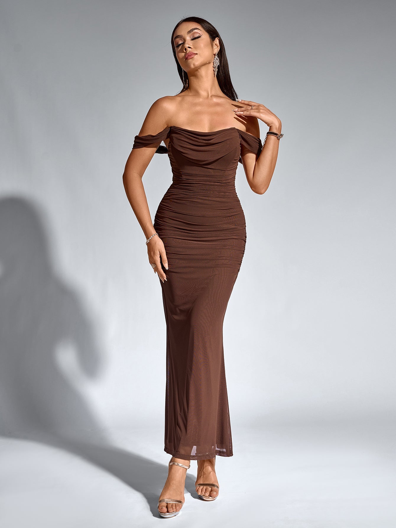 Celeste Off-Shoulder Ruched Maxi Dress